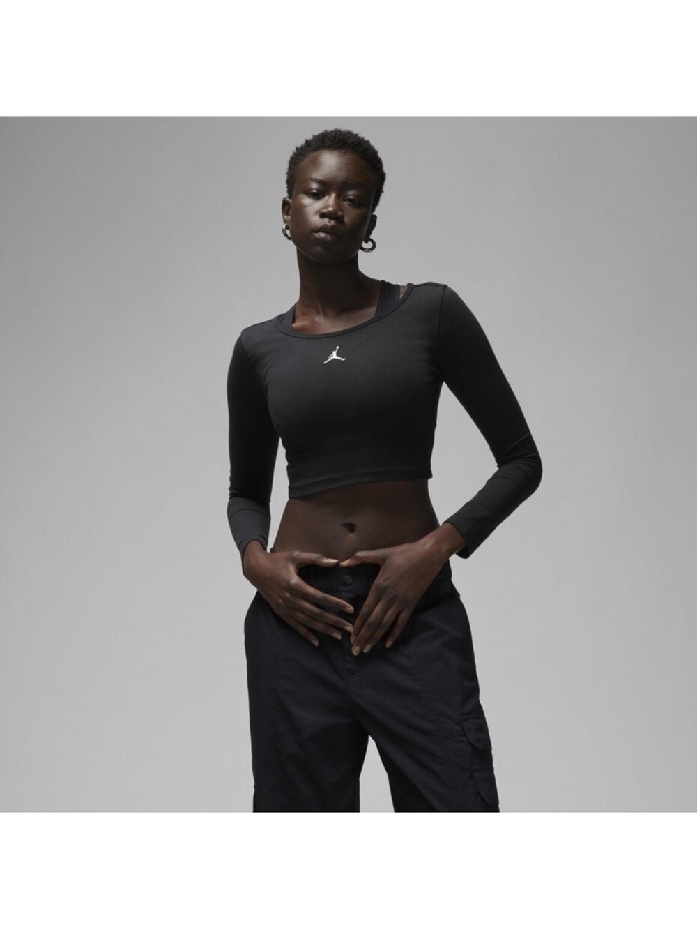 Jordan Flight Black Long-Sleeve Cropped Top